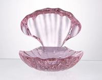 Support de présentation moderne en coquille de cristal rose, élégant plateau sculptural en verre artistique pour bijoux, cosmétiques, rangement et cadeaux de décoration intérieure