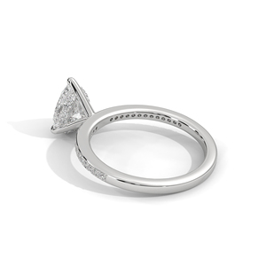 แหวนแต่งงานเพชรทรงลูกแพร์แบบคลาสสิกสำหรับผู้หญิง เพชรเลี้ยงในห้องปฏิบัติการ ประดับเพชรแบบ Pave ทอง 10k/14k พร้อมวงแหวน Halo ซ่อน - Product Image 3