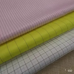 Tc中国批发可洗防静电条网格织物ESD复合洁净室涤棉织物