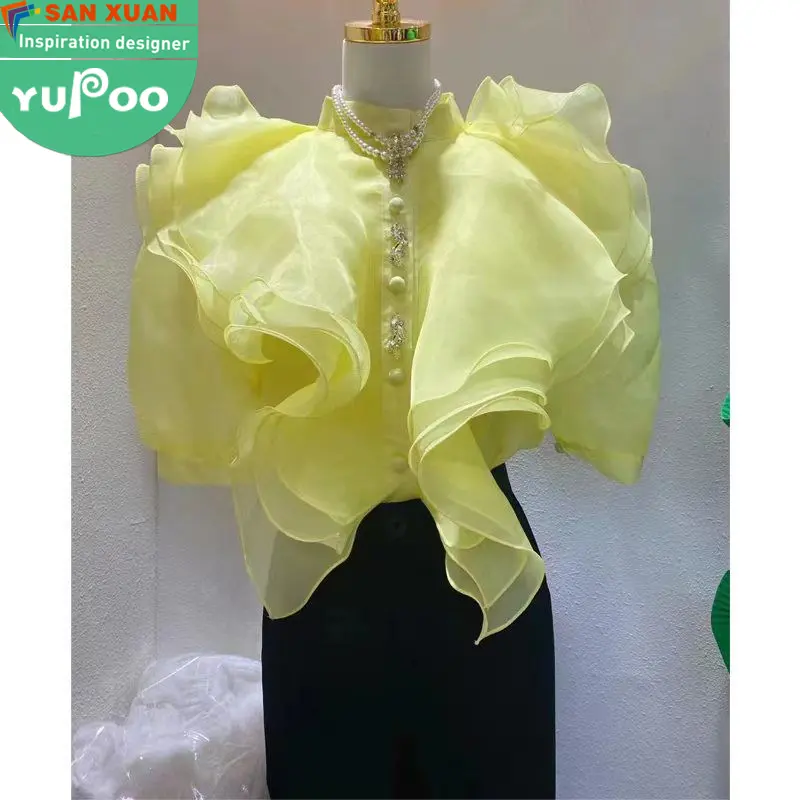 603-49-946-Hot Sale chiffon woman's Printed Blouse For Women Shirts Blouses Tops Fashionable spring Summer dress