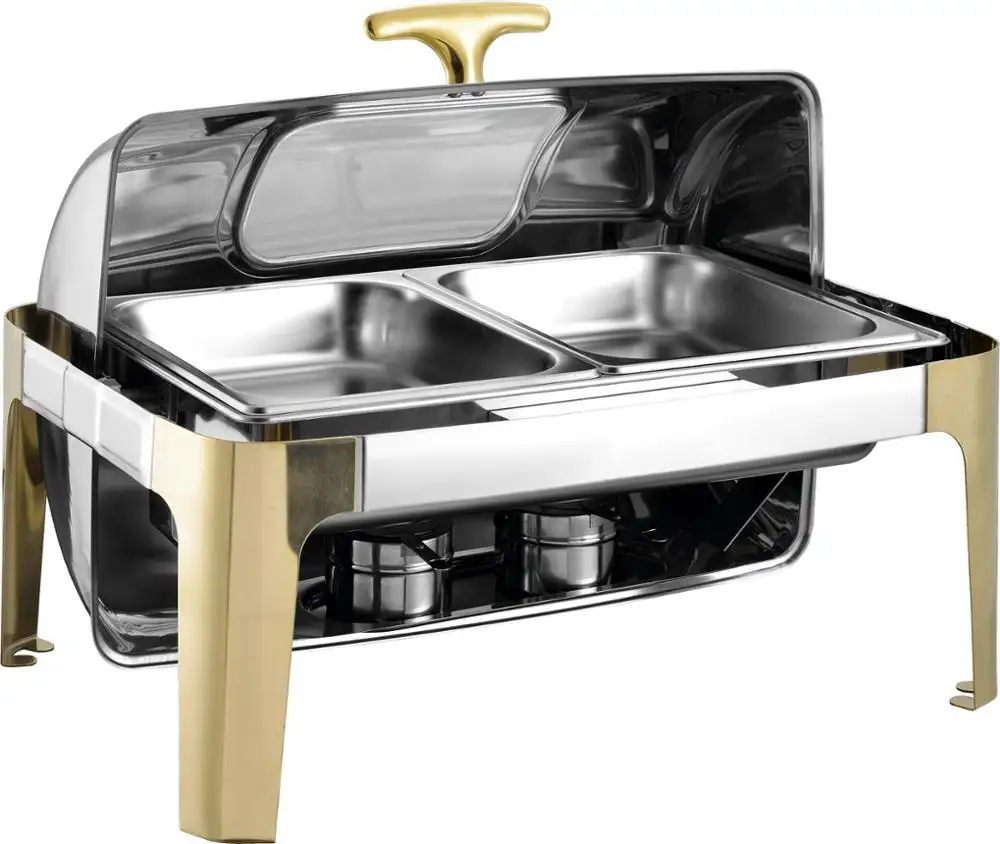 Peralatan Dapur Roll Top Chafing Dish, Listrik Food Warmer