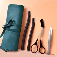 WELLFLYER BYTS-106 Rasoir à sourcils, kit de 4 pièces, ciseaux de beauté, ensemble de toilettage professionnel, ensemble de tondeuses à sourcils pour femmes et hommes