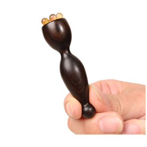 Dropshipping Shopify African Blackwood Eye Massager Dual Ended Roller Acupressure Tool Facial Meridian Stimulation Compact <b>Stick</b> - Product Image 1