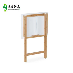 Foldable <b>bamboo</b> and wood side table/cafe table/living room oval wooden coffee table/tea table with thickened <b>bamboo</b> <b>stools</b> - Product Image 3