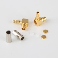 Connecteur coaxial RF MMCX mâle à angle droit pour câble RG178 RG174 RG316 RG58, type à sertir