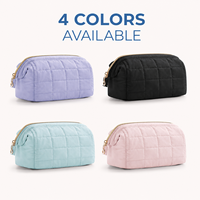 Trousse de Toilette/Maquillage Grande Capacité en Polyester Matelassé Souple à Fermeture Éclair avec Logo Personnalisé – Idéale pour les Voyages