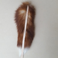 Porte-clés en fourrure de renard bleu naturel véritable tanné, queue de renard en fourrure de renard dorée, 40-45 cm