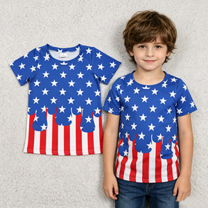 Conjunto de Ropa Infantil RTS Boutique para Niños, Camiseta y Pantalones Cortos con Estampado de Béisbol y Estrellas del 4 de Julio, 2 Piezas, Algodón y Elastano - Product Image 3