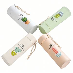 Factory Cheap Cylinder Portable Water Bottle Travel <b>Mug</b> Glass <b>Plastic</b> Water Cup Cute Glass Water Bottle for Children School Gift - Product Image 3