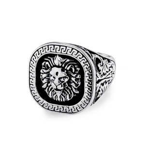 Anello da Uomo ZHENCHEN Hip Hop Grande in Acciaio al Titanio Placcato Oro 18K con Testa di Leone Dominante Stile Retrò Europeo Americano - Product Image 1