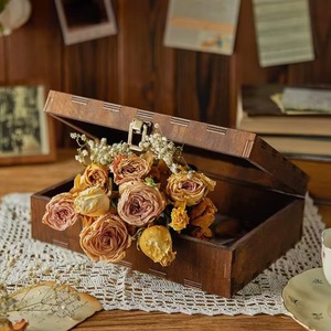 Retro Wooden Flip Top <b>Storage</b> <b>Box</b> Rectangle Solid Color For <b>Photos</b> Letters Jewelry Collectibles - Product Image 2