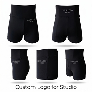 Shorts de Ciclismo Negros de Cintura Alta Personalizados OEM al por Mayor, Shorts de Entrenamiento de Ballet, Shorts de Yoga de Nailon y Spandex para Mujer - Product Image 3