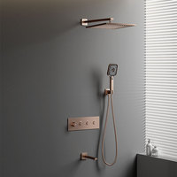 Douche à effet pluie murale de 12 pouces pour salle de bains et ensemble de robinets de douche combinés à main