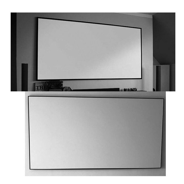 120 Inch 16:9 Wall Mount Pvc Soft White Fixed Frame Projection Screen Home Cinema Movie Screen