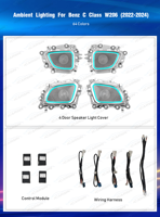 ICarsin - Éclairage d'ambiance intérieur LED 64 couleurs pour Mercedes Benz Classe C W206 GLCX254 - Accessoires de bande lumineuse d'ambiance