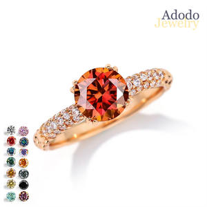 Anillos de Plata de Ley 925 con Moissanita de 1 Quilate, Estilo Princesa Bella, Chapados en Oro K, Diseño Italiano, Anillos de Moissanita de Colores - Product Image 1