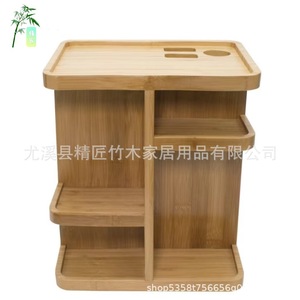 Boîte de rangement cosmétique en bambou, organisateur de bureau multi-compartiments, porte-maquillage écologique - Product Image 5