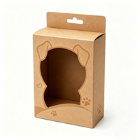 Boîte d'emballage en papier kraft découpée sur mesure avec fenêtre et trou de suspension pour les outils de toilettage quotidien des chiots