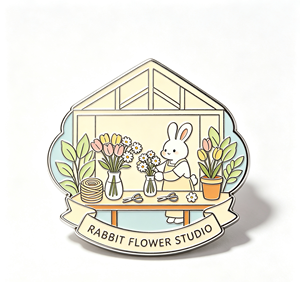 Cartoon Rabbit Flower Shop Enamel Metal <b>Pin</b> Custom Logo <b>Badge</b> Gift Decoration - Product Image 4