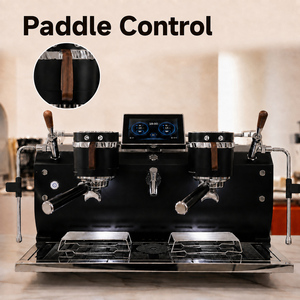 Machine à expresso professionnelle double chaudière 7 L, écran tactile 7 pouces, 5600 W, noire, AT2-2 pour cafés, deux groupes avec commandes à palette - Product Image 5