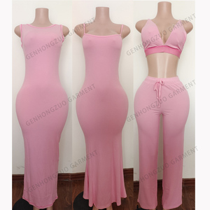 Benutzer definierte 2-teilige Loungewear-Sets Damen Gemütliche Baumwolle gerippte Bambus-Pyjamas für Damen Lounge Wear Zweiteilige Damen-Sets - Product Image 3