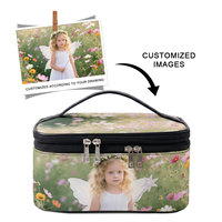 Bolsa Organizadora de Maquillaje Multifuncional de Doble Capa de Cuero PU con Impresión de Foto Personalizada, Bolsa de Almacenamiento de Cosméticos de Viaje de Gran Capacidad
