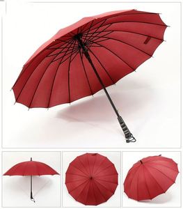 Auto Open Solid Color Fashionable Simple Arc Classic Wood Handle <b>Windproof</b> Unbreakable Stick Rain <b>Umbrella</b> - Product Image 1