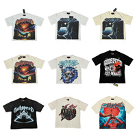 Kaos GODSPEED Tee Merek High-Street Eropa Amerika, Cetak Langsung Tinta Putih, Katun, Menyerap Keringat, Model Longgar, Berhias Berlian Imitasi