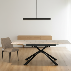 <span class=keywords><strong>Tavolo</strong></span> da Pranzo Rettangolare Allungabile Moderno di Lusso con <span class=keywords><strong>Gambe</strong></span> in Metallo e Piano in Ceramica e <span class=keywords><strong>Vetro</strong></span> Temperato <span class=keywords><strong>per</strong></span> Arredamento Casa 4 - Product Image 6