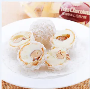 Coconut flavor white round shape quality sweet taste chocolate