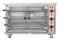 Four à rôtir au gaz commercial à 3 broches pour poulet, machine à rôtir rotative à 3 niveaux avec porte en verre