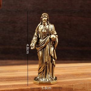 Ensemble de statues religieuses vintage en laiton - Jésus et la Vierge Marie, idéal pour la décoration de la maison et comme cadeau pour toutes les occasions - Product Image 1