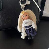Poupée HECION OOTD en tricot, petite fille aux cheveux longs, élégante, avec un pull, porte-monnaie pendentif pour poupée, porte-clés personnalisé