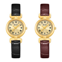 Jam Tangan Quartz Logo Kustom Wanita Langsung dari Pabrik Kulit Retro 9mm OEM Pasokan Eksklusif Lintas Batas Grosir Cukup