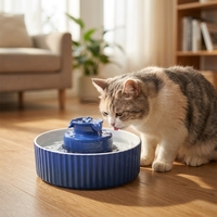 Fontaine d'eau en céramique 2.1L pour animaux de compagnie Fontaines d'eau intelligentes pour chat en céramique pour chats et chiens Fontaine à boire automatique pour chat