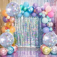 Ballons 4D arc-en-ciel ronds en feuille d'aluminium violette, thème sirène de mer, pour anniversaire, baby shower, mariage, fête disco, décoration de Thanksgiving, et ballons carrés rouges