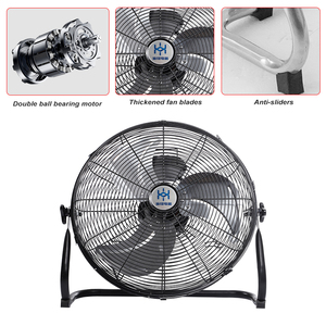 Ventilateur de sol industriel en métal noir de 20 pouces, résistant aux taches, pour la maison, le garage, le parking souterrain - Product Image 2