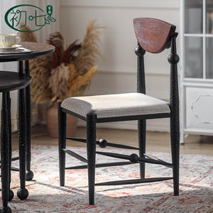 Silla de Madera Maciza de Estilo Nórdico, Silla de Comedor con Asiento Tapizado, Diseño Vintage, Muebles para el Hogar - Product Image 1