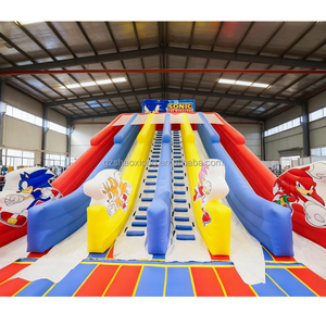 Luar ruangan komersial besar PVC Son-ic istana tiup lapangan rintangan tiup taman tema dengan empat seluncur - Product Image 6