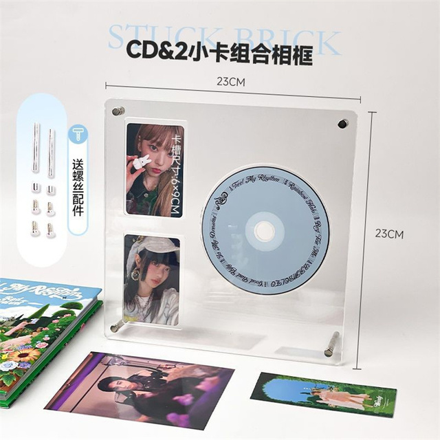Rectangular Acrylic Photo Card Case Rack Magnet Photocard CD Stand Display