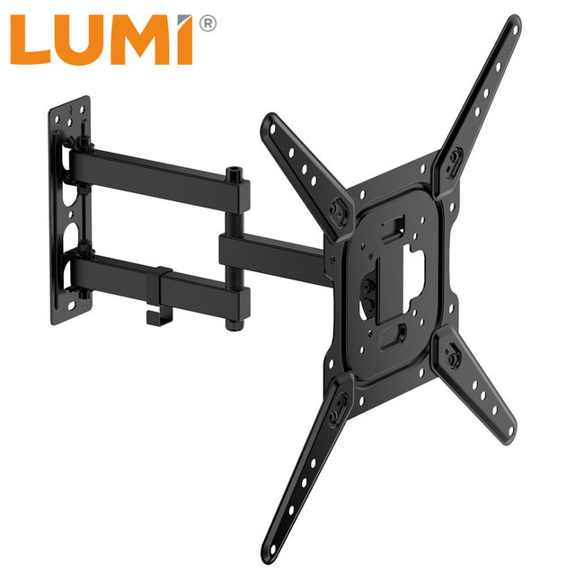 Economic Universal Full Motion TV Wall Mount Bracket With Adjustable Adaptor Arms for 23"-65" Flat Screen LCD/LED Black OEM ODM