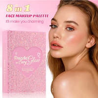Palette de maquillage pour le visage 8 en 1, kit de maquillage tout-en-un de style livre, fard à paupières, blush, illuminateur, contour, rouge à lèvres, mascara pour le visage entier