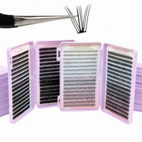 Cils préfabriqués avec logo personnalisé, prix d'usine, 10D-100D, courbure D, base pointue, extensions de cils individuelles avec boîte