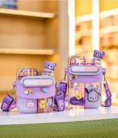 Bouteille d'eau pour enfants 2 en 1, plusieurs designs, grande capacité, portable, design mignon d'animaux en 3D, pour les sports de plein air et l'école