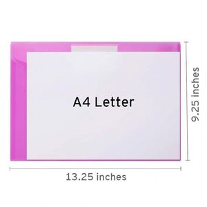 PVC Letter <b>A4</b> Size Plastic <b>File</b> Envelopes with Label Pocket and Button Colorful Clear PP Document Bag for Home Office Organizer - Product Image 3