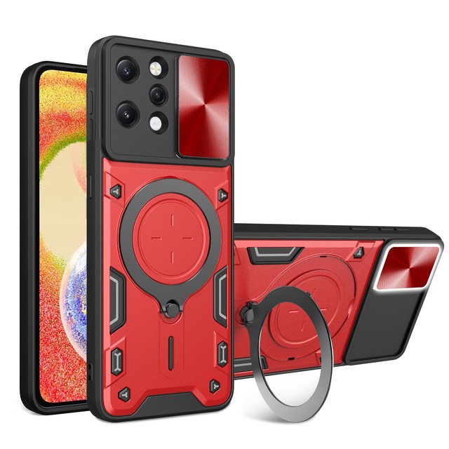 Armor Car Magnetic Phone Case for Redmi Note 13 14 Pro Plus 12 4G 14C Hybrid Shockproof TPU PC Shell With Lens protection Cover