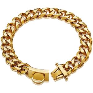 <span class=keywords><strong>Collar</strong></span> de cadena de oro de acero inoxidable para perro, cadena de eslabones cubanos para mascotas, Correa - Product Image 4