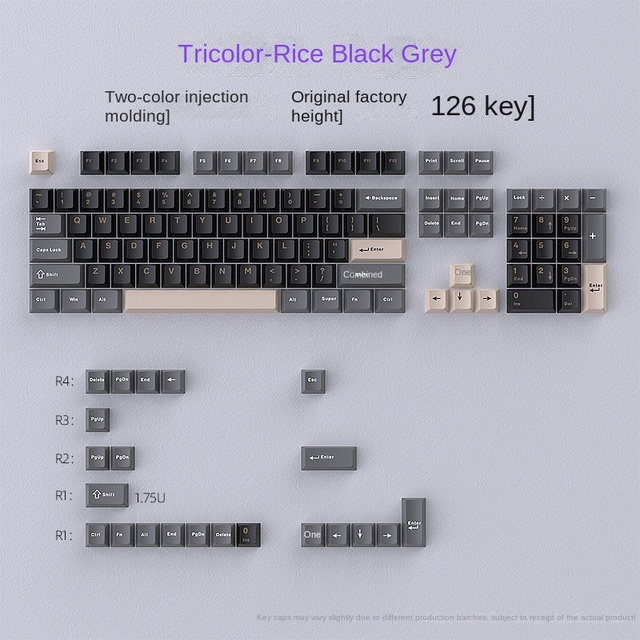 Wholesale Black Gray PBT DIY Two-Color Keycaps Customized Small Full Set MX Compatible for Mechanical Keyboard
