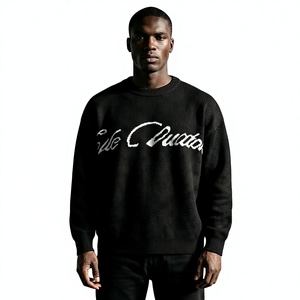 Pull Homme Personnalisé LOGO FEO & FDO, Tricot Jacquard Hiver Col Rond, Jumper en Coton Tricoté, Pull Personnalisé de Créateur - Product Image 1