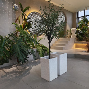 <span class=keywords><strong>Vente</strong></span> directe usine – Grand pot à fleurs en céramique 40L blanc <span class=keywords><strong>carré</strong></span> léger, écologique, durable, biodégradable avec drainage au sol - Product Image 2